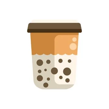 Bubble tea showing brown tapioca pearls in disposable cup Stock Illustration