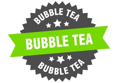 Bubble tea sign. bubble tea circular band label. round bubble tea sticker Illustrazione stock