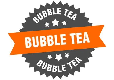 Bubble tea sign. bubble tea circular band label. round bubble tea sticker Stock Illustration