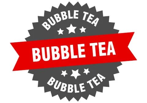 Bubble tea sign. bubble tea circular band label. round bubble tea sticker Stock Illustration