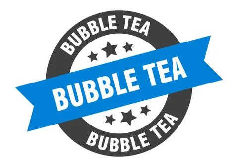 Bubble tea sign. bubble tea round ribbon sticker. bubble tea tag Stock Illustration