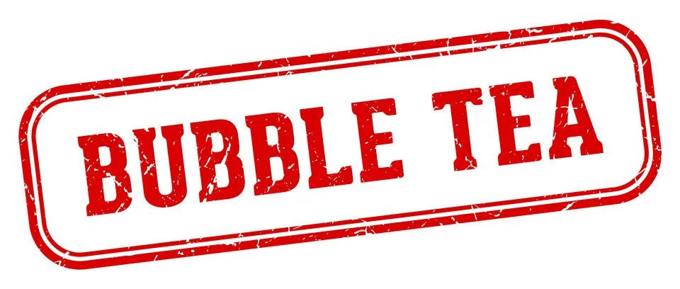 Bubble tea stamp. bubble tea rectangular stamp on white background Stock Illustration