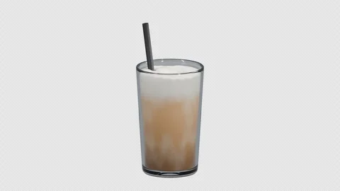 Bubble Tea with Tapioca Pearls and Caramel Pouring into Glass - 4K Alpha Video stock 347151997