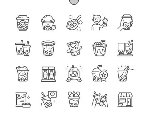 Bubble tea. Tapioca pearls. Boba milk. Coffee house. Menu for restaurant 스톡 일러스트