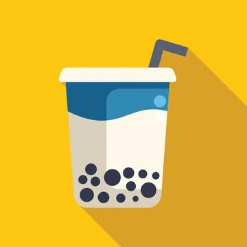 Bubble tea with tapioca pearls is waiting on yellow background Stock Illustration