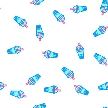 Bubble tea vector seamless pattern color Stock Illustration