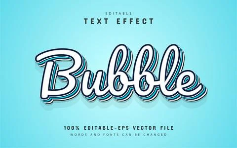 Bubble text, editable 3d text effect Stock Illustration