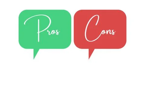 Bubble text green and red with the text pros and cons. Simple concept for com Stock Illustration