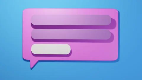 Bubble text message in messenger with empty lines. 3D render. Stock Illustration