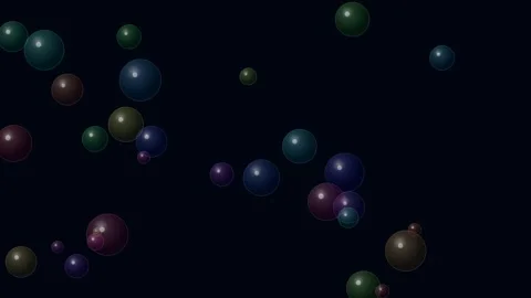 Bubble Universe - Colorful Bubbles Floating in Dark Space Animation Stock Footage 340364692