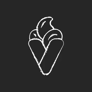 Bubble waffle ice cream chalk white icon on black background Stock Illustration