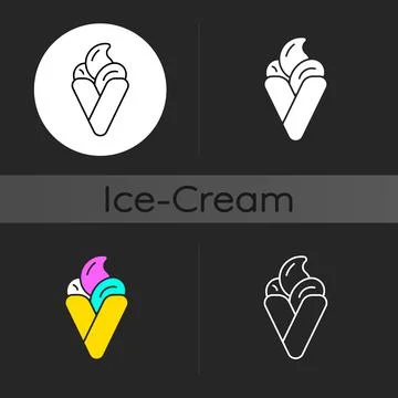 Bubble waffle ice cream dark theme icon Stockillustratie
