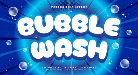Bubble Wash 3d editable text effect Template 스톡 일러스트