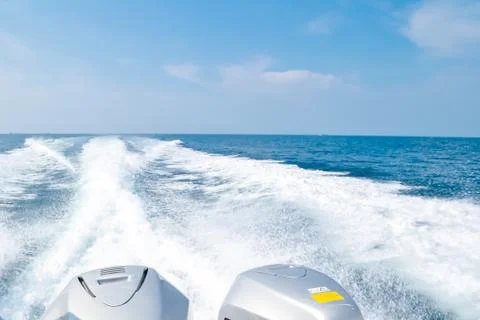 Bubble wave of speed boat Stock Photos