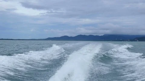 Bubble waves from the boat,wave sea stern ferry boat Stock Footage 84446633