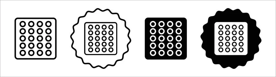 Bubble wrap icon symbol set collection. Bubble wrap simple vector sign bundle Stock Illustration