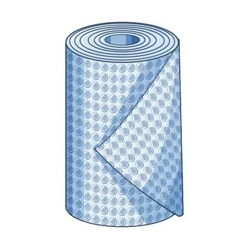 Bubble wrap roll securing valuable items for shipping Stock Illustration