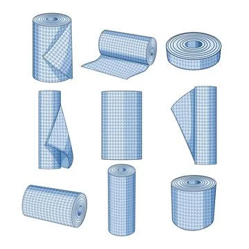 Bubble wraps rolls displaying various packaging material shapes Illustration