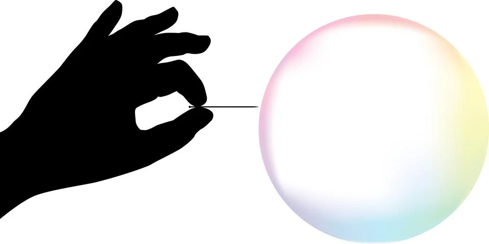 Bubble_explosionBubble explosion. Silhouette hand exploding a soap bubble. Stock Illustration
