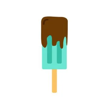 Bubblegum Popsicle with Chocolate Simple Flat Illustration Stock Illustration