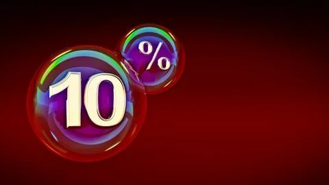 Bubbles 10 percent. 3d rendering Stock Illustration