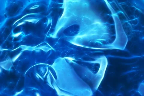 Bubbles in abstract blue gel Stock Photos