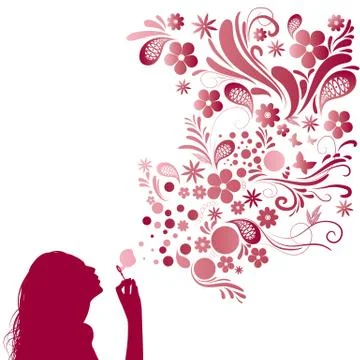 Bubbles and flowers Stock Illustration