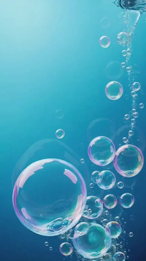 Bubbles and water on a blue background with copy space. Stock Footage 274468799