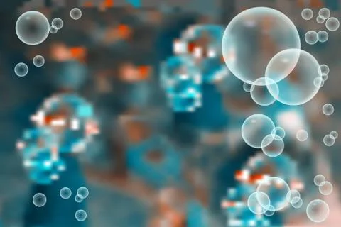 Bubbles background. Transparent soap bubbles. Illustrazione stock