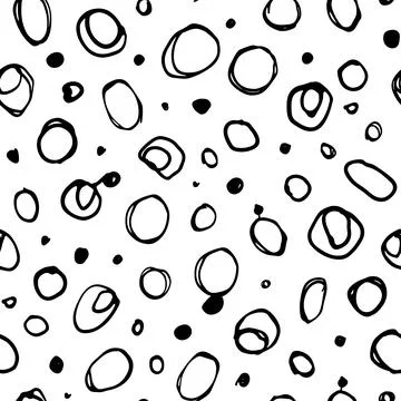 Bubbles black and white vector seamless pattern. Stock Illustration