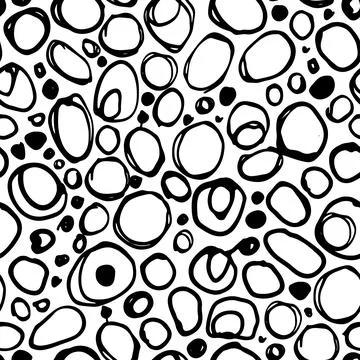 Bubbles black and white vector seamless pattern. Stock Illustration