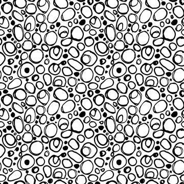 Bubbles black and white vector seamless pattern. Stock Illustration