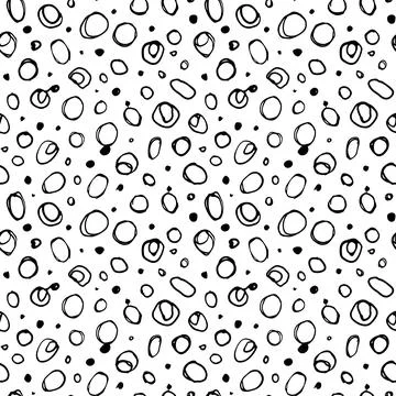 Bubbles black and white vector seamless pattern. Illustrazione stock