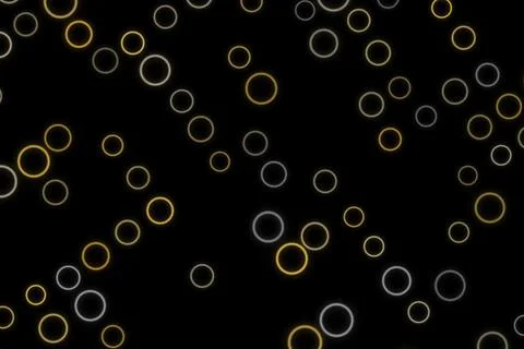Bubbles in black background with white and yellow outlines Stock Illustration