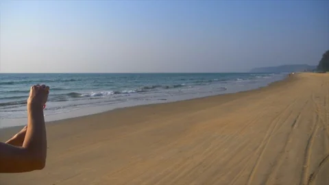 Bubbles blower on the beach Stock Footage 86088122