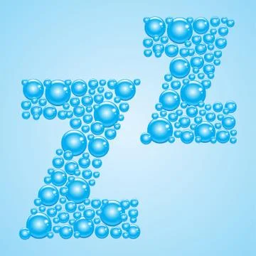 Bubbles in blue. Alphabet of bubbles. Eps 10. Stock Illustration