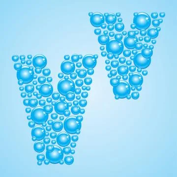 Bubbles in blue. Alphabet of bubbles. Eps 10. Stock Illustration