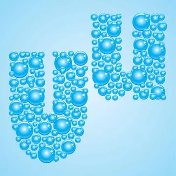 Bubbles in blue. Alphabet of bubbles. Eps 10. Stock Illustration