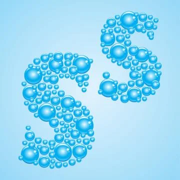 Bubbles in blue. Alphabet of bubbles. Eps 10. Stock Illustration