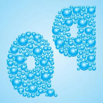 Bubbles in blue. Alphabet of bubbles. Eps 10. Stock Illustration