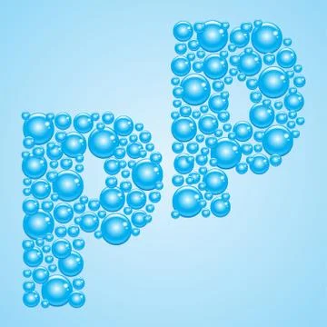 Bubbles in blue. Alphabet of bubbles. Eps 10. Stock Illustration