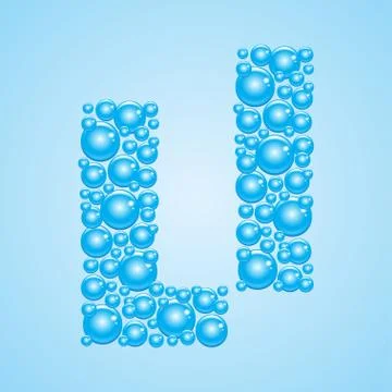 Bubbles in blue. Alphabet of bubbles. Eps 10. Stock Illustration