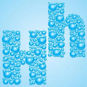 Bubbles in blue. Alphabet of bubbles. Eps 10. Stock Illustration
