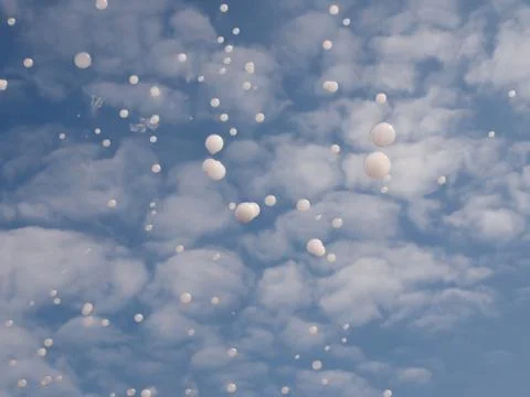 Bubbles on blue sky with cloud background Stock Photos