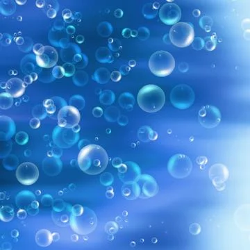 Bubbles in the blue water Stock Photos