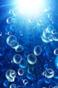 Bubbles in the blue water Stock Photos