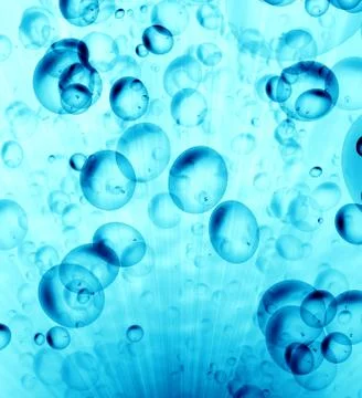 Bubbles in the blue water Stock Photos