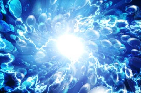 Bubbles in the blue water Stock Photos