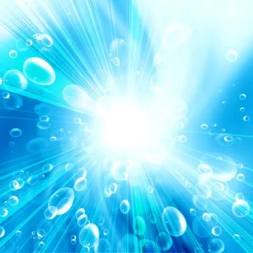 Bubbles in the blue water Stock Photos
