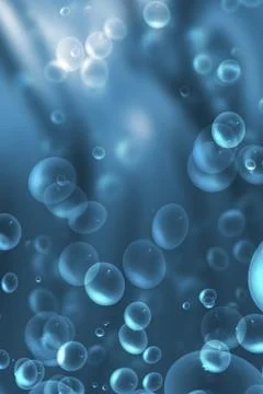 Bubbles in the blue water Stock Photos